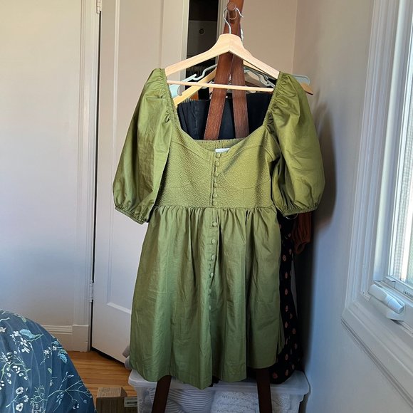 Maeve Dresses & Skirts - Anthropologie Maeve Puff-sleeved Sweetheart Mini Dress with Pockets